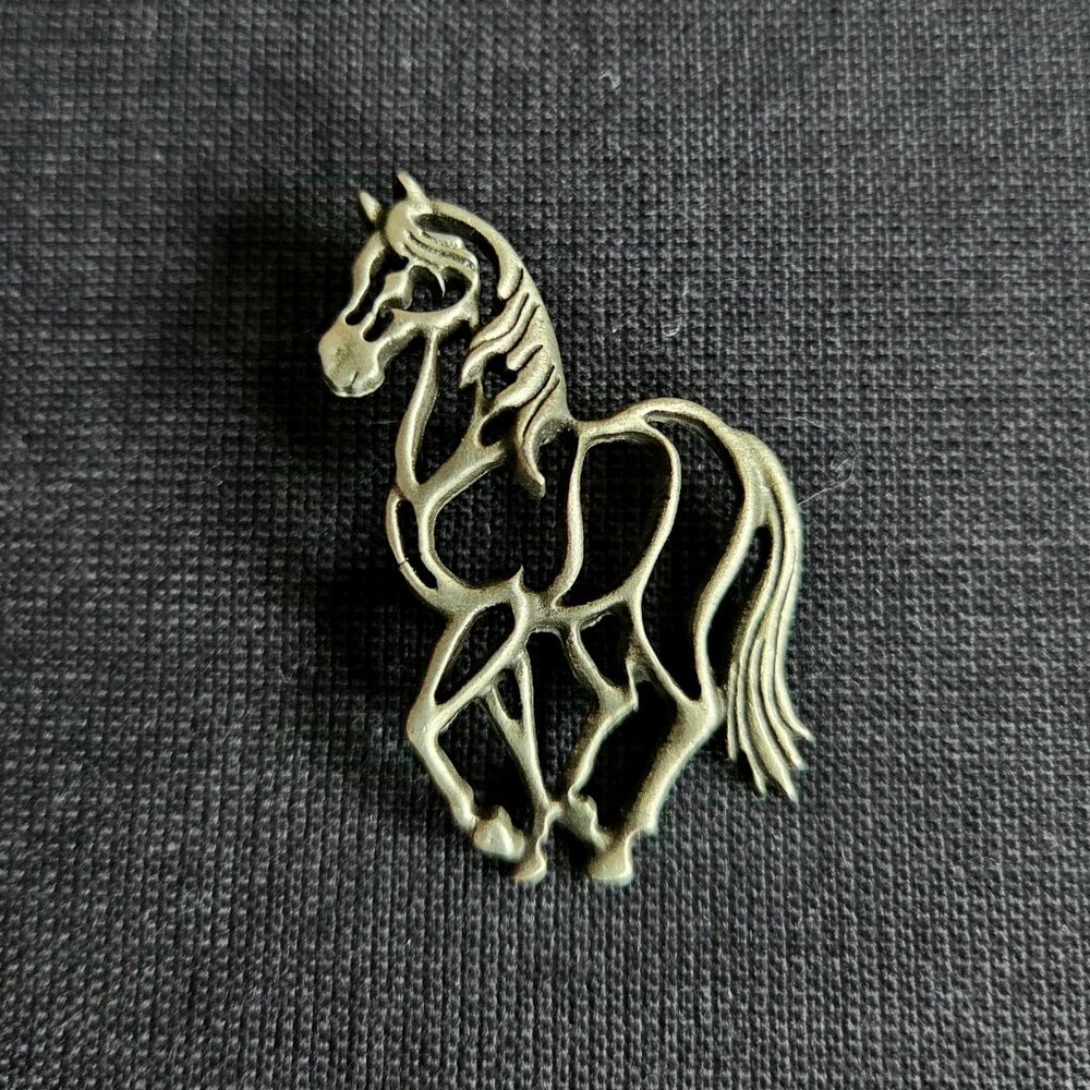 Vintage JJ Jonette Jewelry Company pewter horse pin.